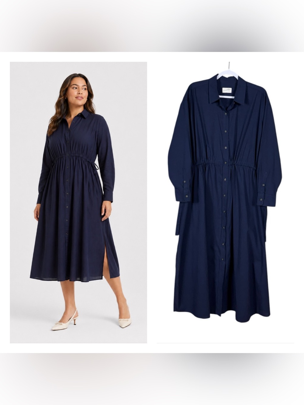 Universal Thread Navy Blue Long Sleeve Button-Front Maxi Dress
